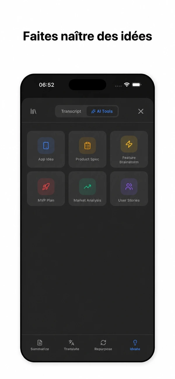 Outils d’idéation de Wordsify pour explorer des idées d’entreprise, d’application et de contenu